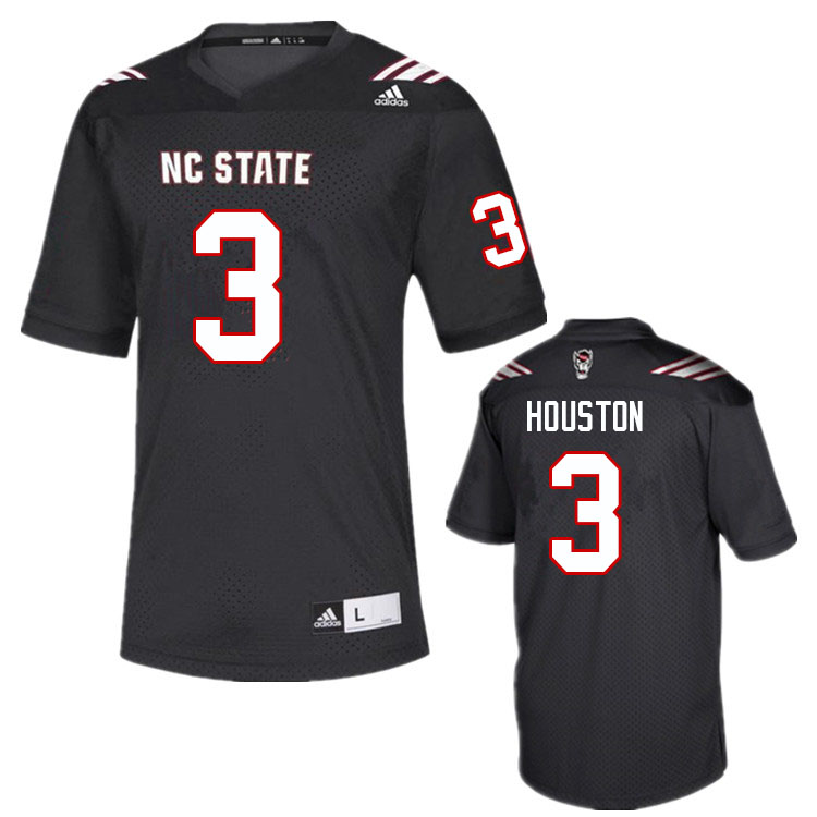 Men #3 Jordan Houston NC State Wolfpack College Football Jerseys Sale-Black